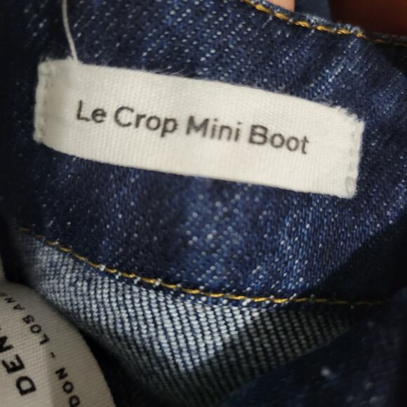 Frame Le Crop Mini Boot Jeans Blue Mid Rise Stretch Shredded Fringe Hem Size 29 - Picture 11 of 15